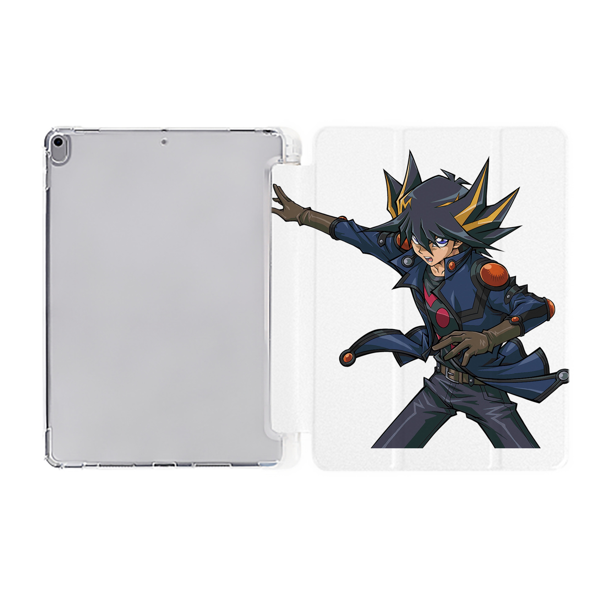 （画像用） 遊☆戯☆王 Yu-Gi-Oh! IPad ケース ペン収納付き 三つ折りスタンド PUレザー×シリコン 対応機種9.5/10.5/10.9インチ